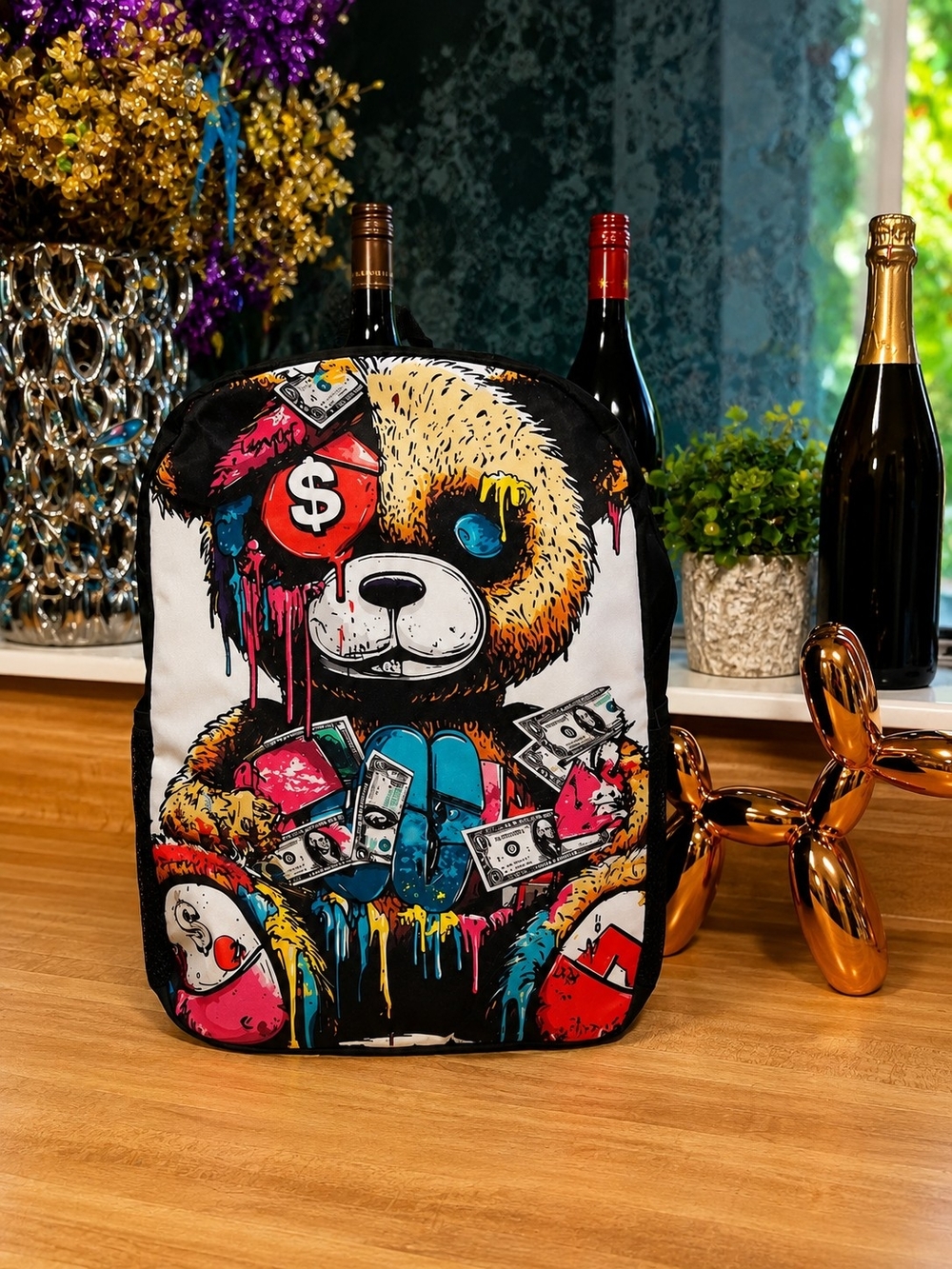 Colorful Money Panda Art Backpack - Unbranded